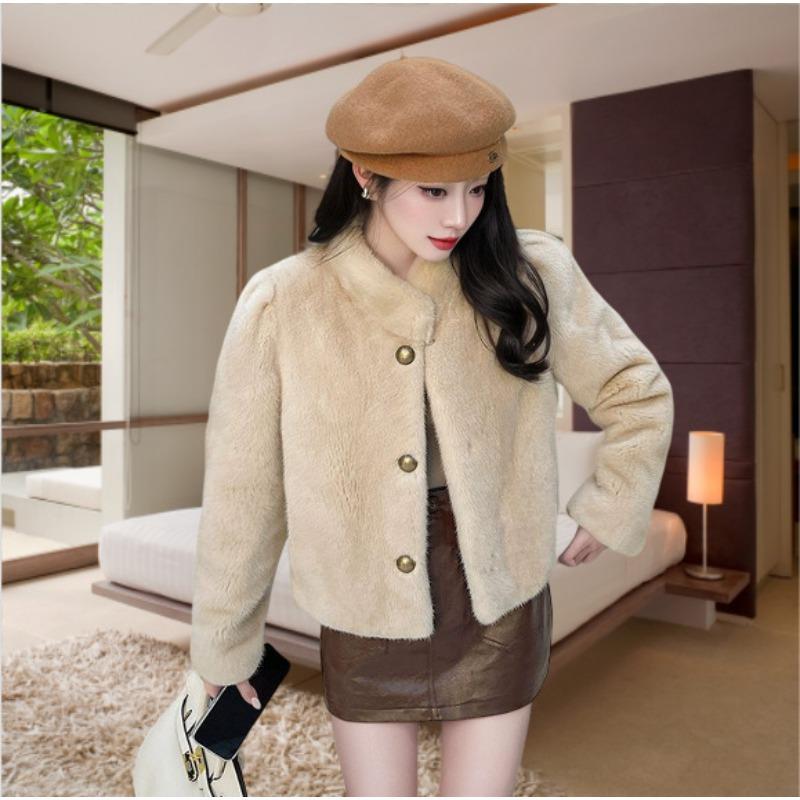 

Осенне-зимняя новая шуба из искусственного меха норки Мао Мао, длинная, со стойкой, имитация норки с хлопковой подкладкой, легкая женская одежда S 80-55kg