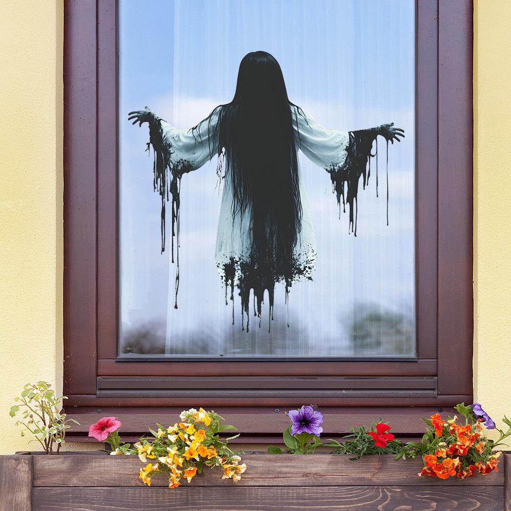 Halloween Horror Faceless Female Ghost Home Atmosphere Decoration Stickers