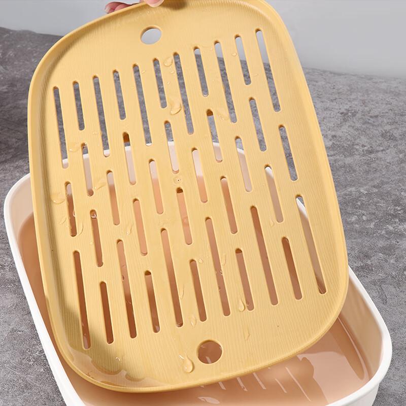 Baijie Large Rectangular Double-Layer Plastic Tea Tray