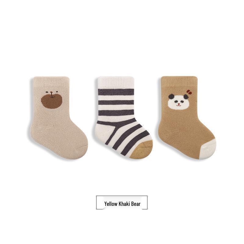Combed Cotton Seamless Mid-Calf Socks with Fleece and Terry Cloth for Infants & Toddlers