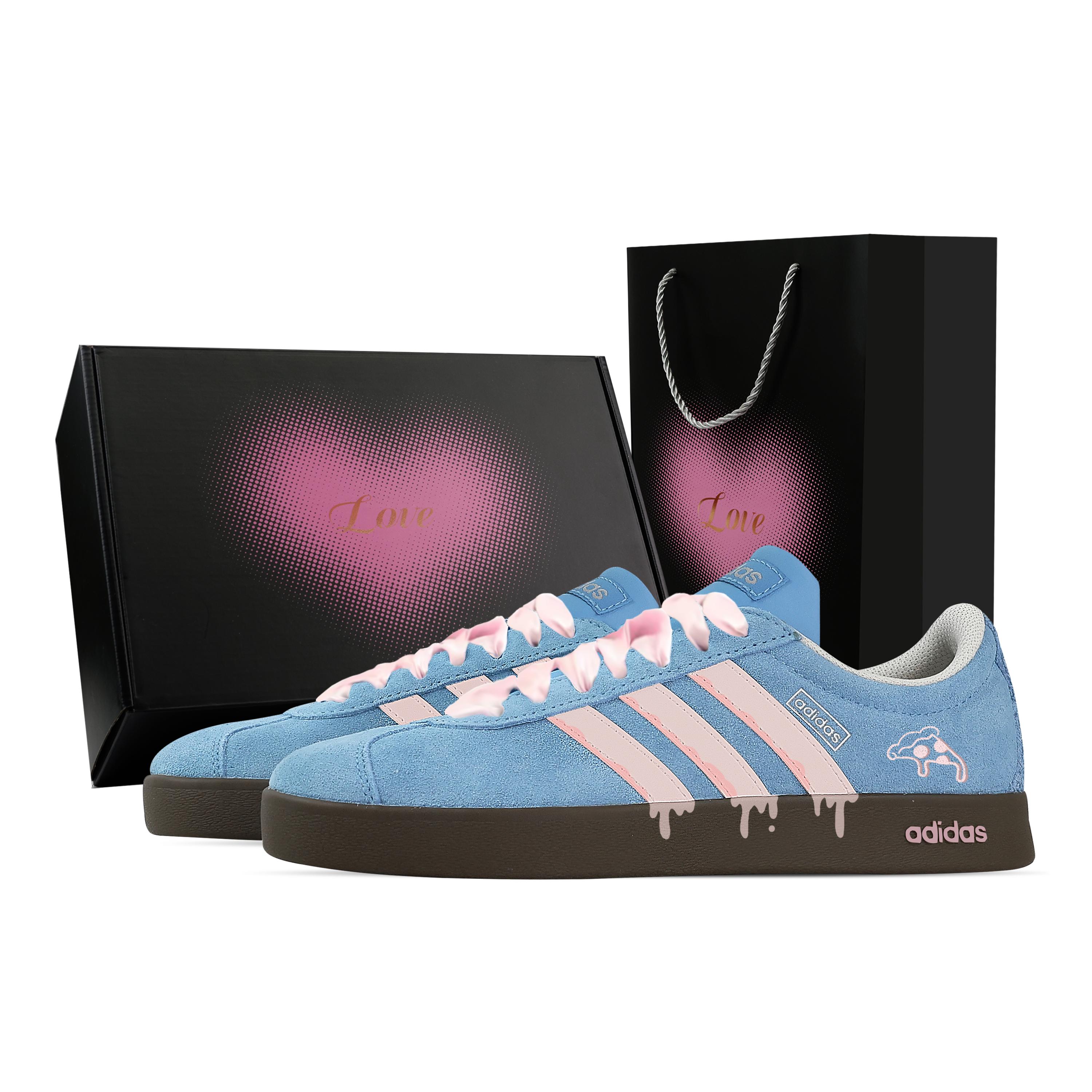 Adidas VL COURT 2.0 Heart Box Низкие кроссовки Армейские Унисекс Синий Розовый JI0496(Команда529--) 40