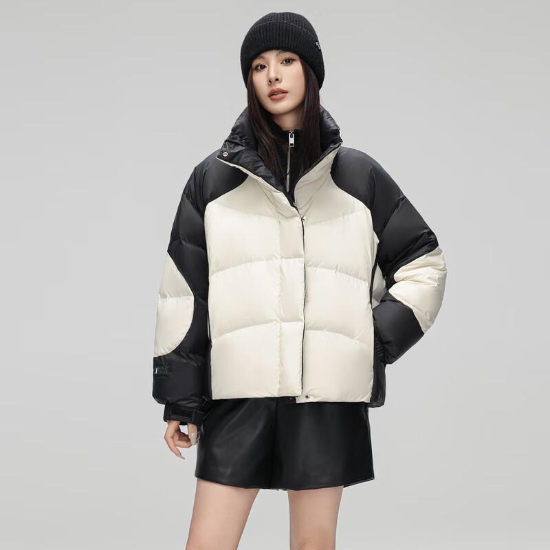 

SNOWFLYING 2024 Winter Women s Short Color Block Down Jacket 155/80A
