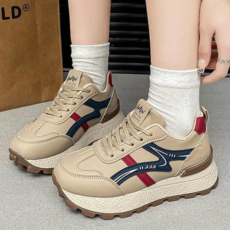 Women's Thick-soled Sneakers Fashion Winter SyfIyno New Thick-soled Women's Casual Walking Non-slip Low-top Sports Shoes