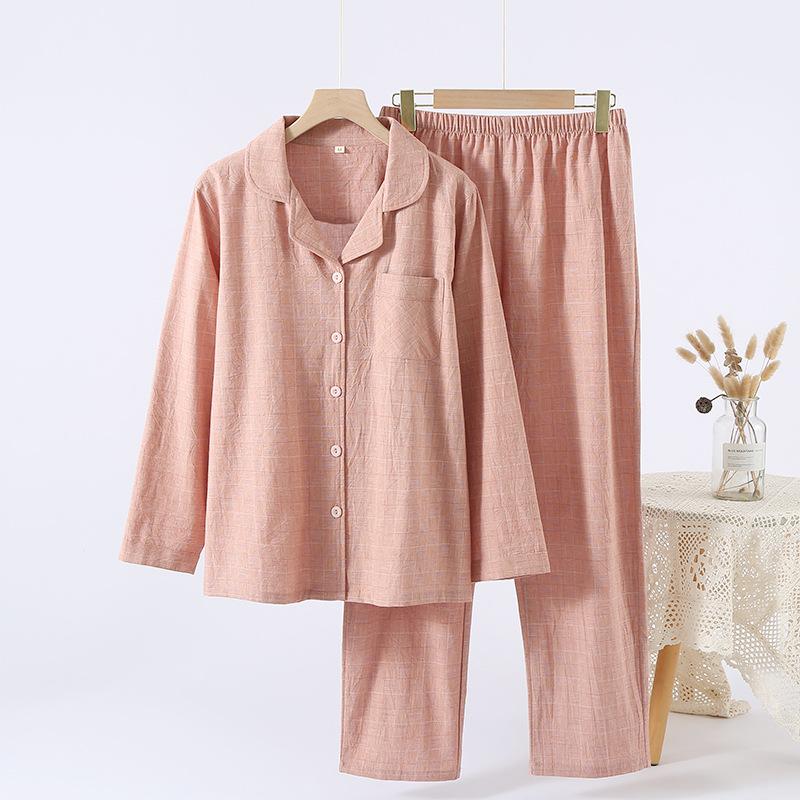 Couple Pajamas Pure Cotton Spring Women's Loungewear Cotton Set Spring and Autumn Casual Loose Men's Two-piece Set