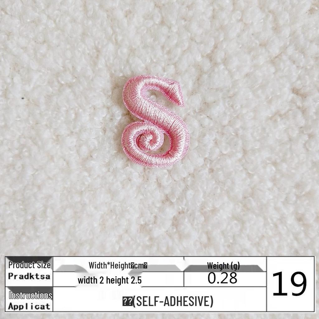 Pink English Letter Embroidery Patch for DIY Clothing