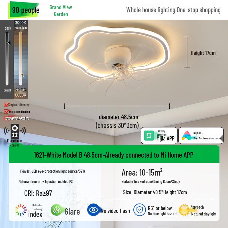 Modern Smart Ceiling Fan Light for Bedrooms, Restaurants & Children's Rooms - Cloud Design L263