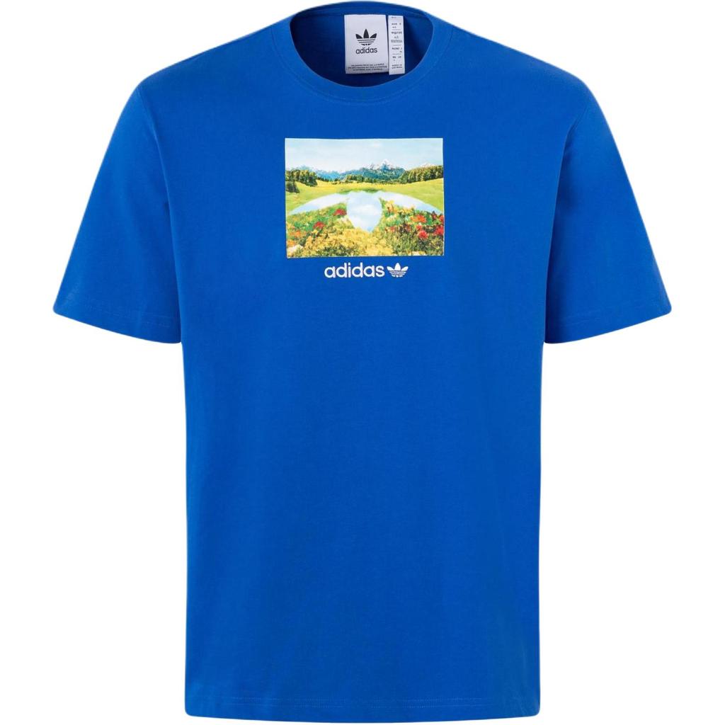Adidas Originals Day Graphic Tee Scenic Print Sports Short Sleeve T-Shirt Men Tops Blue JF2859