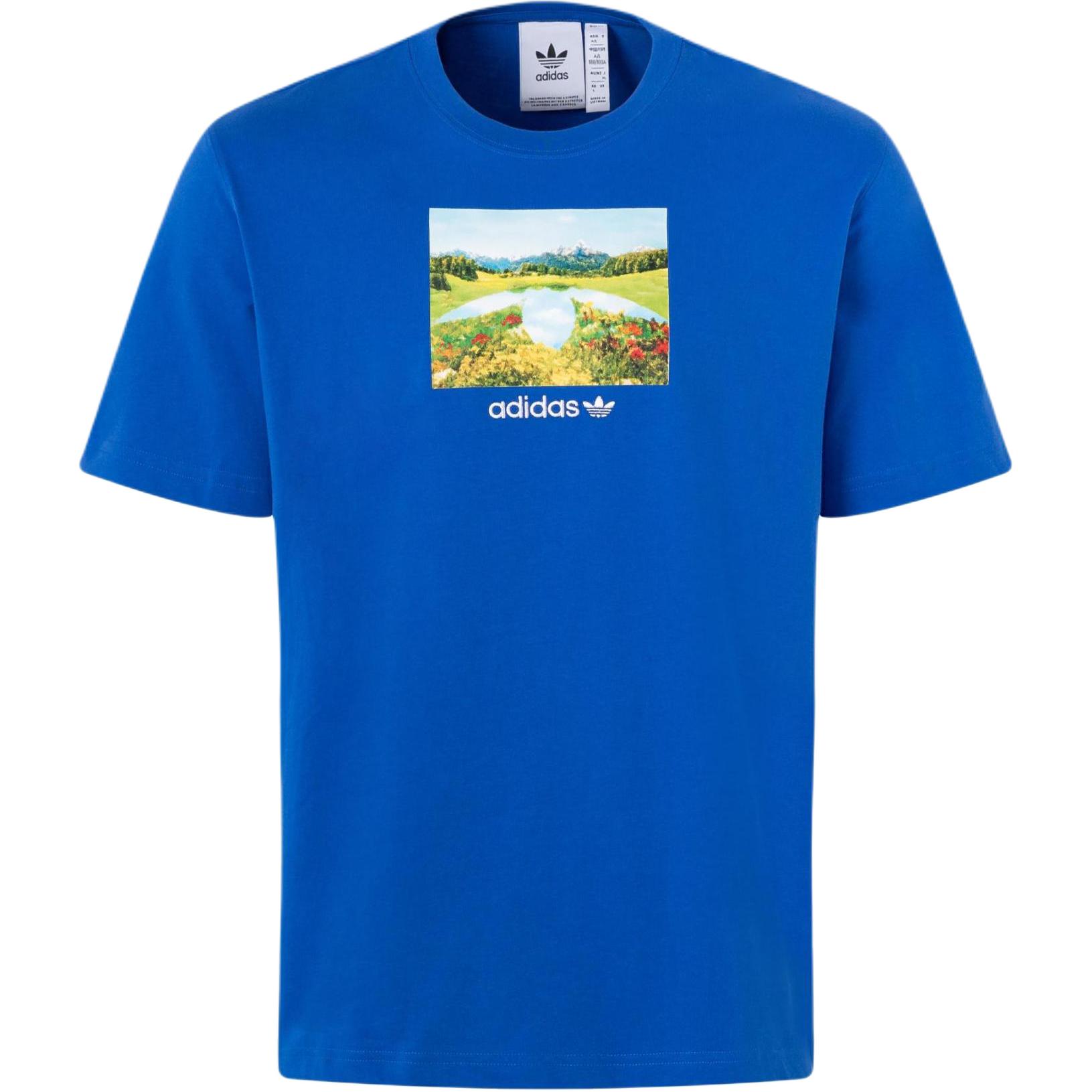 

Adidas Футболка Originals Day Graphic Tee с живописным принтом, спортивная футболка с коротким рукавом, мужские топы, синяя JF2859 L