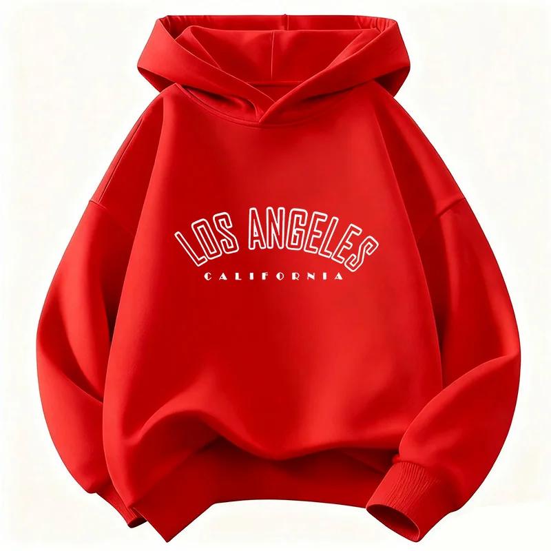 Herbst Kinder Freizeit Kapuzenpullover, modisches und trendiges Los Angeles Buchstabenprint bequemes und atmungsaktives Oberteil