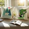 Simple Nordic Modern Anime Style Art Cushion Cover Pillowcase Antidustmite Invisible Zipper Short Plush Sofa Cushion