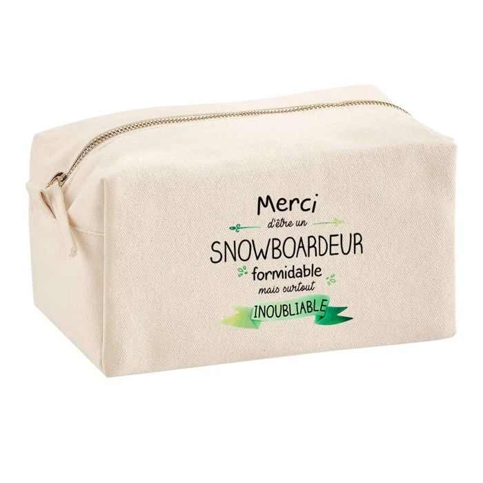 Trousse multifonction - PLANETEE - Merci Snowboardeur Inoubliable - Personnalisée au prénom - Coton - Imprimée en France