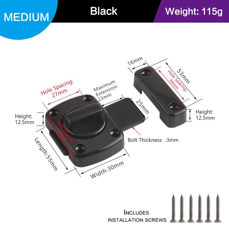 Metal Swivel Bolt Latches With Rotate Latch Bolt, Sliding Door Security Latch Features Left And Right Knob For Patio Barn And Sc