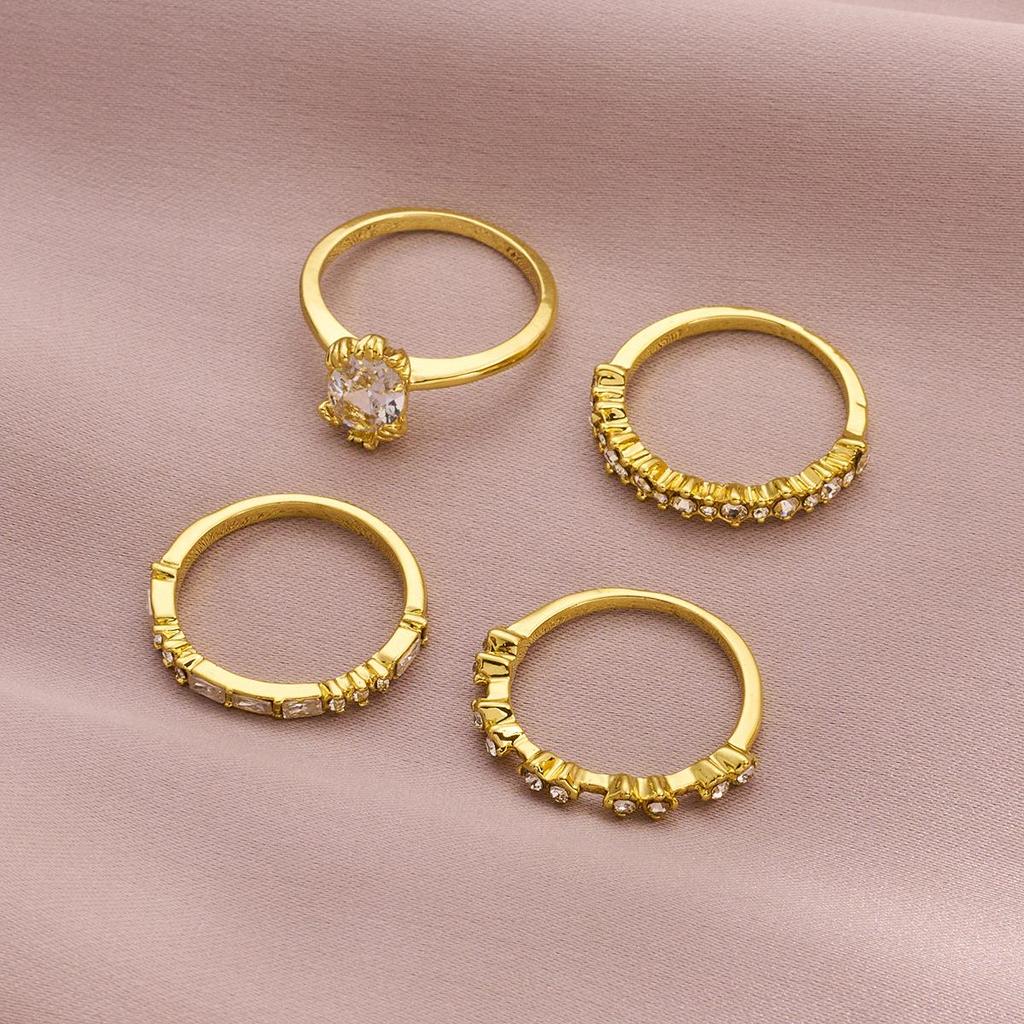 New European & American Luxury Jewelry Set: Zircon Flower Four-Piece Set for Engagement & Anniversary