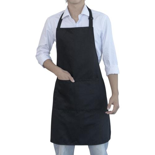 Cozycube Men's Neck Apron, Simple Cafe Apron, Solid Color with Pen Pocket, Stain Resistant, Wrinkle Resistant, Unisex, No Iron, Thick, Opaque, with Po