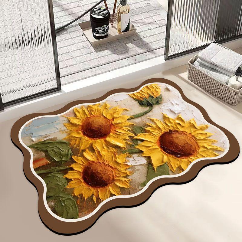 

Впитывающий коврик для пола в ванную комнату с цветочным принтом, быстросохнущий нескользящий коврик для ног, мягкий коврик для пола из диатомита для дома 50 x80cm diatom ooze