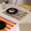 Yousheng Colorful Striped Placemat, Rectangular Artificial Leather Placemat, Heat Resistant Non-Slip Table Protector Mat for Home Dining