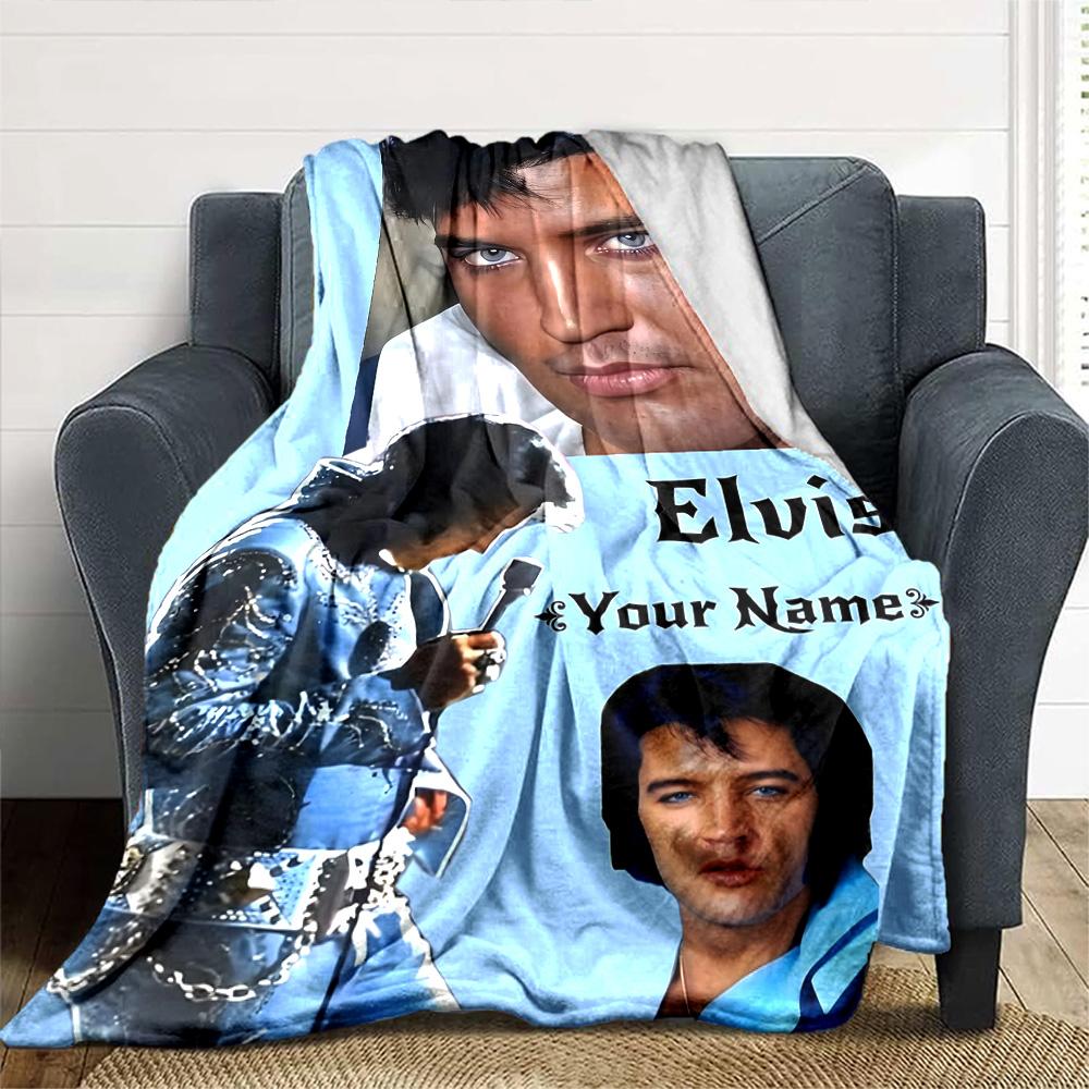 Elvis Presley Personalized Text Blanket Cozy Customizable Blanket Warmthful Decor Perfect for Home Decor Sofa Living Room Bedding