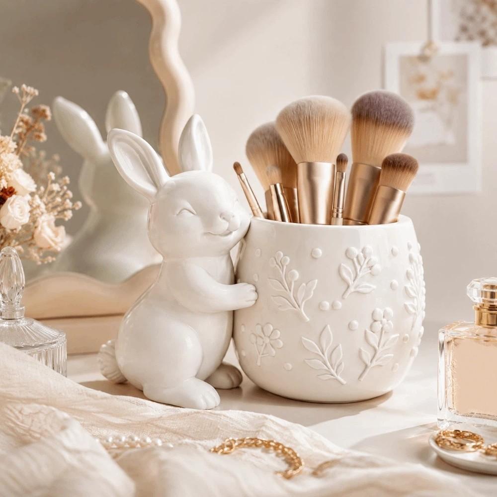 Cute 3d Printed Rabbit Flower Pot Embossed Floral Design Home Decor Mini Flowerpot Desk Ornaments Succulents Planter Home Decor
