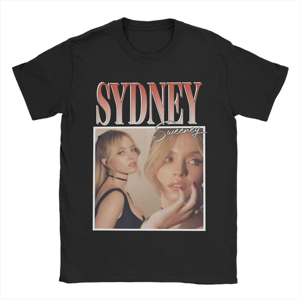 Sydney Sweeney T Shirts Unisex Pure Cotton Leisure TShirts Crew Neck Tees Short Sleeve Tops Birthday Present