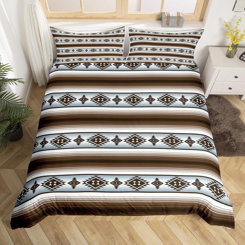 Southwest Tribal Aztec Duvet Cover Set Bohemian Twin Queen Bedding Sets Ethnic Mexican Geometric Diamond Stripe Comforter Cover