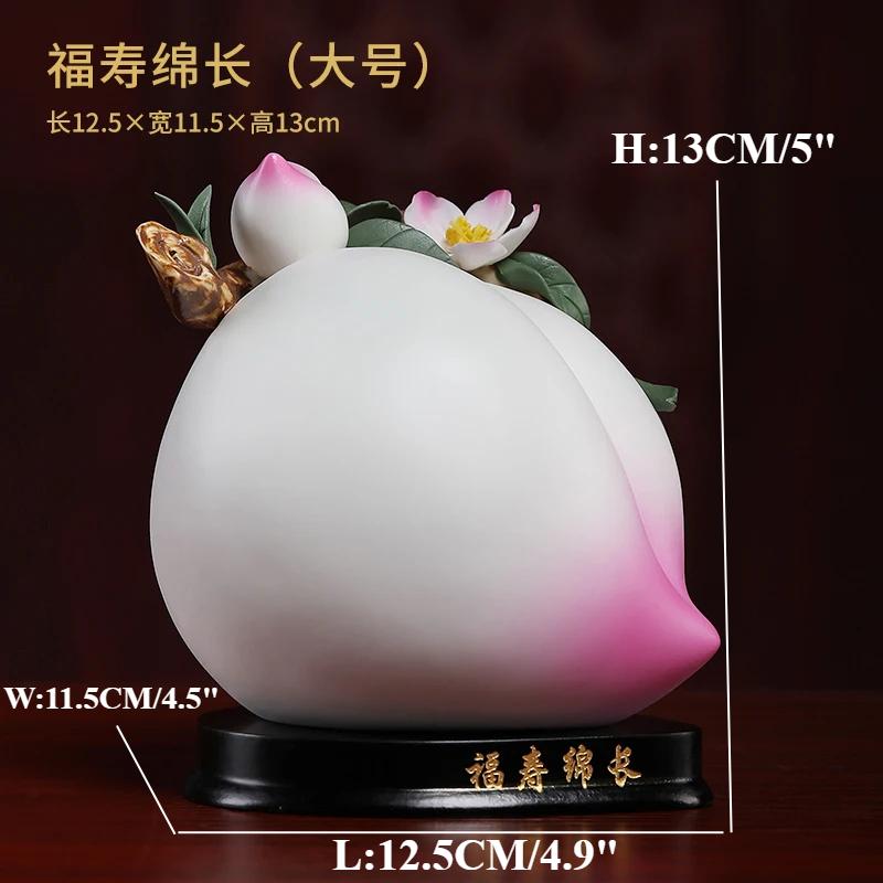 1PCS ceramic longevity peach ornaments living room table feng shui handicrafts birthday gifts for the elderly