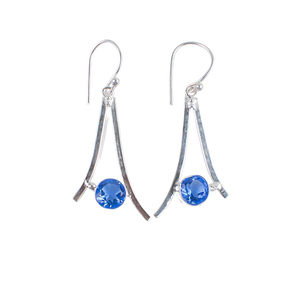 Tanzanite Gemstone 925 Sterling Silver Jewelry Handmade Earrings 1.45" For Women EE-66-4