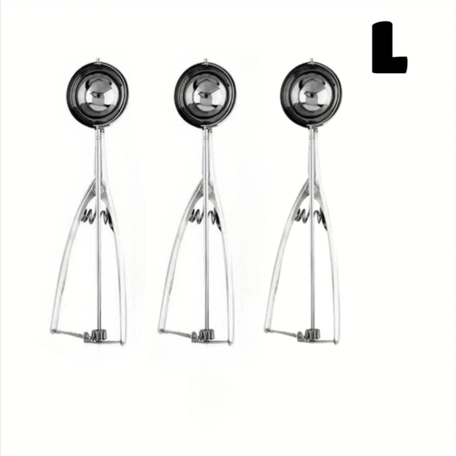 3pc Ice Cream Scoop with Spring Handle Stainless Steel Cookie Scoop Mash Potato Watermelon Ball Scoops Dough Baking Kitchen Tool