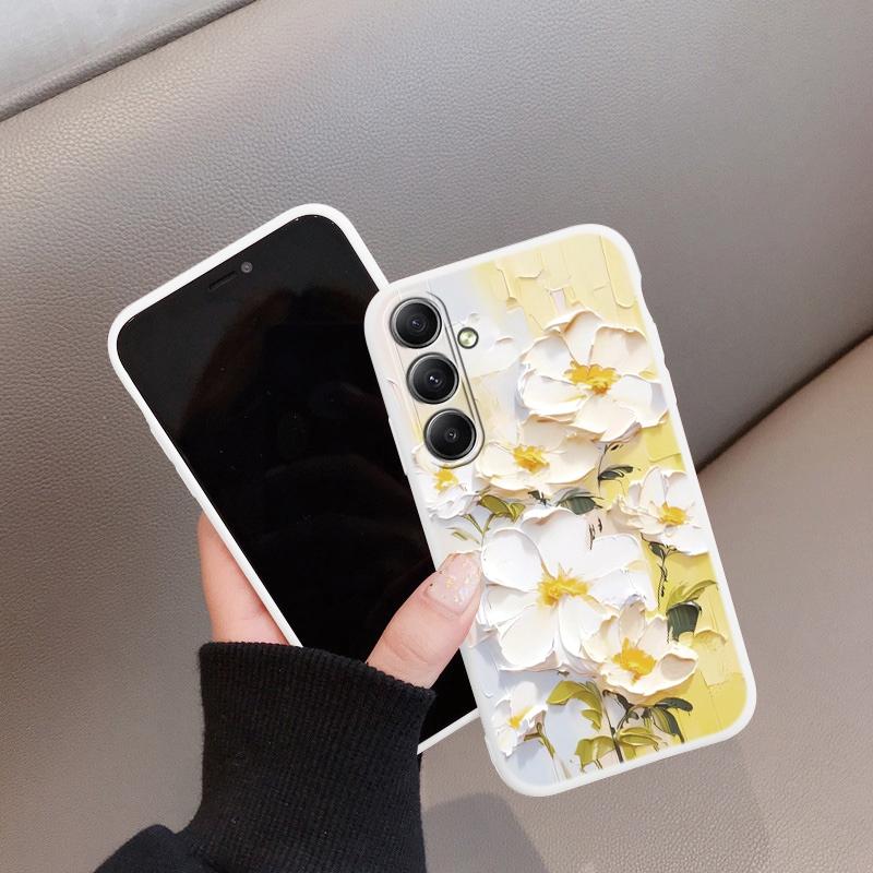 

Розовый цветочный чехол для iPhone Samsung A55 S24 FE S25 M35 A06 Xiaomi Redmi Note 13 Pro 14C Huawei Honor Realme противоударный матовый чехол для телефона с защитой от царапин Honor 90 Lite белый