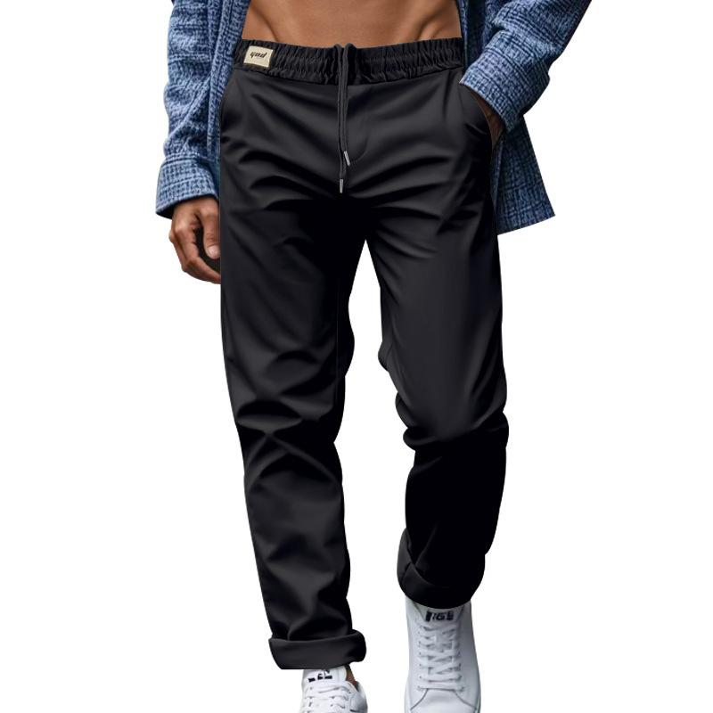 Men's Relaxed Fit Comfortable Quick-Dry Waistband Casual Business Solid Colour Trousers