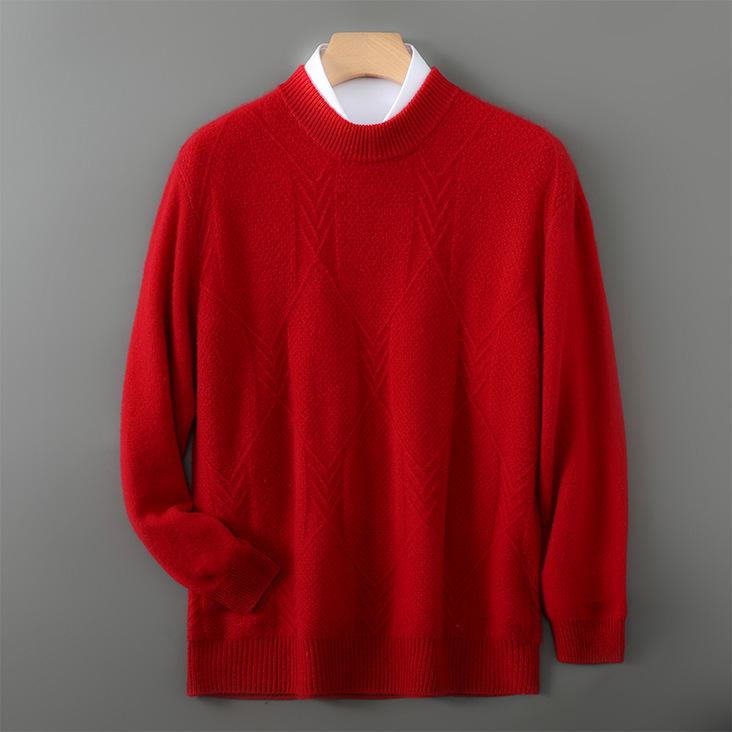 Men's 100% Pure Wool High Neck Seamless Knitwear Base Layer – Loose, Thickened, and Perfect for Autumn/Winter.