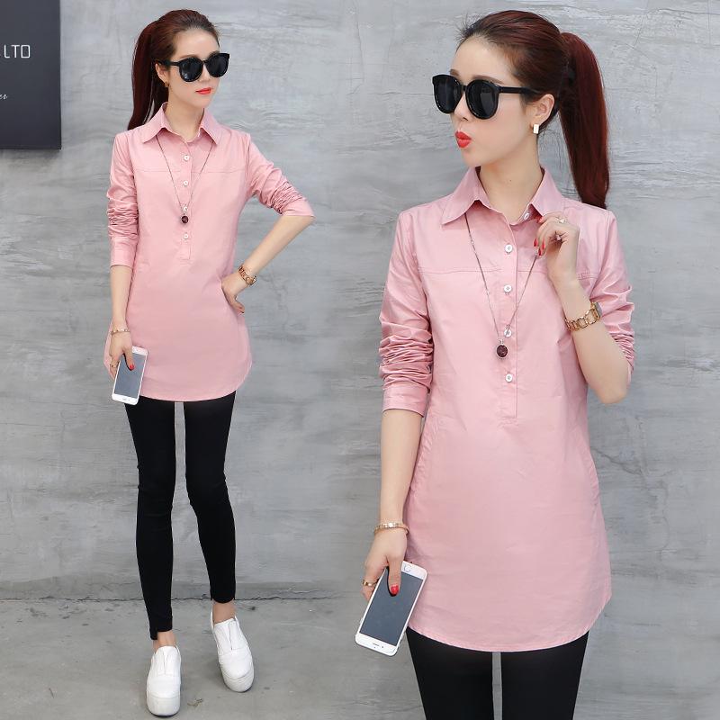 Women's Long-Sleeve Slim A-Line Lapel Shirt for Spring & Autumn - Korean Urban Style
