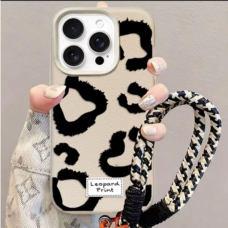 Case For POCO F7 Ultra F5 F6 M7 M6 X5 X6 X7 PRO X3 X4 GT Xiaomi 14T 15T Pro 15 Leopard Print With Lanyard Matte PU Leather Cover