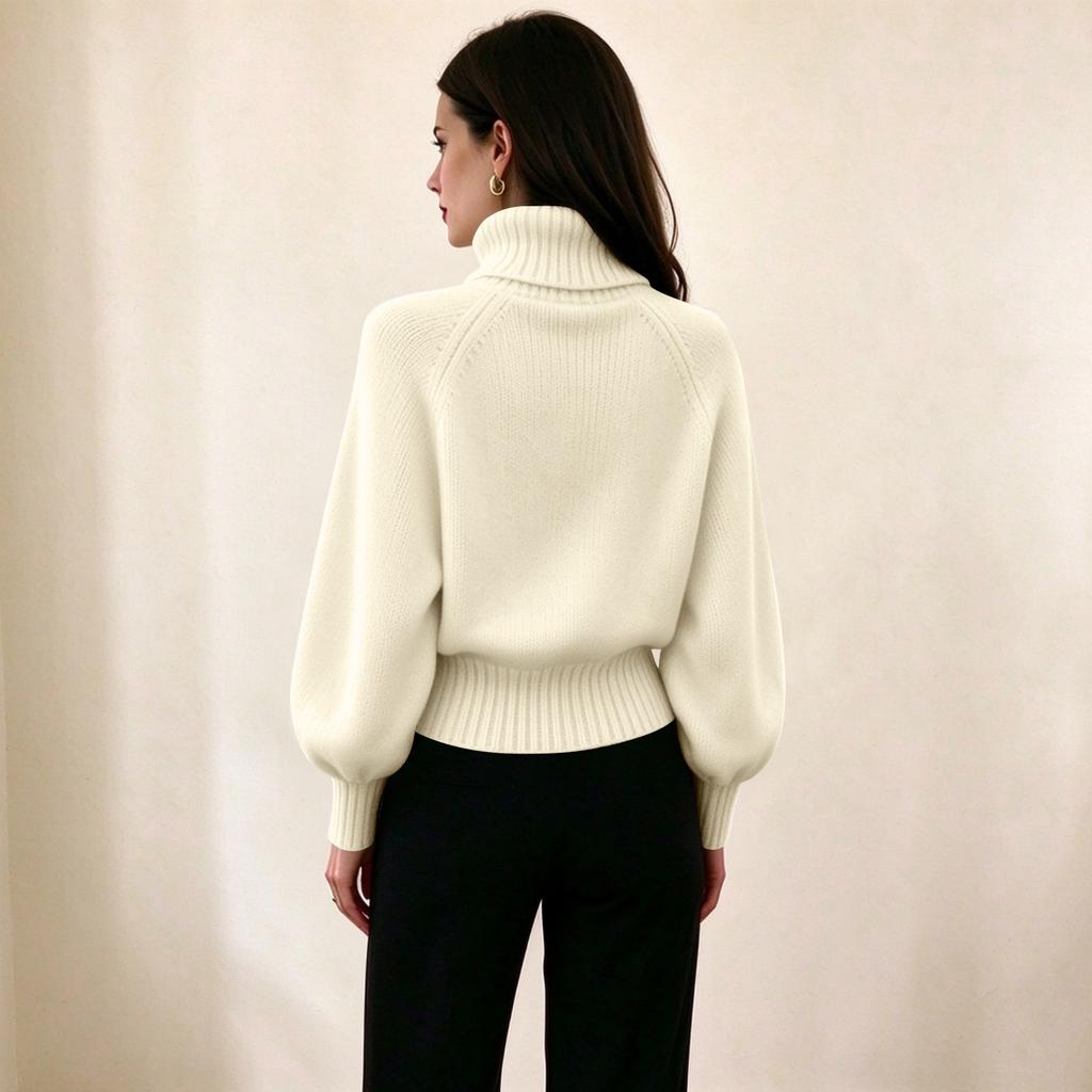 Women's Long Sleeve Turtleneck Sweater Loose Fit Knit Pullover Top for Fall Winter Everyday Wear