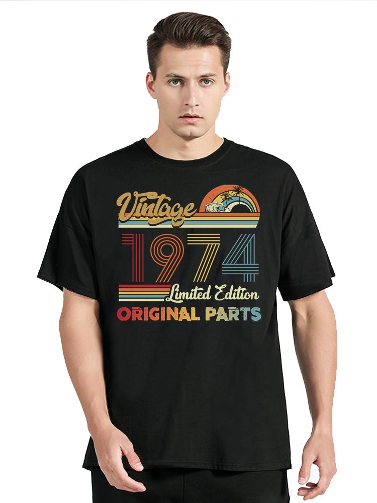 Vintage 1974 Limited Edition Retro Style T-shirt Men Tees Fashion Oversized Casual Tshirt Men Clothing Cotton T Shirt Tops