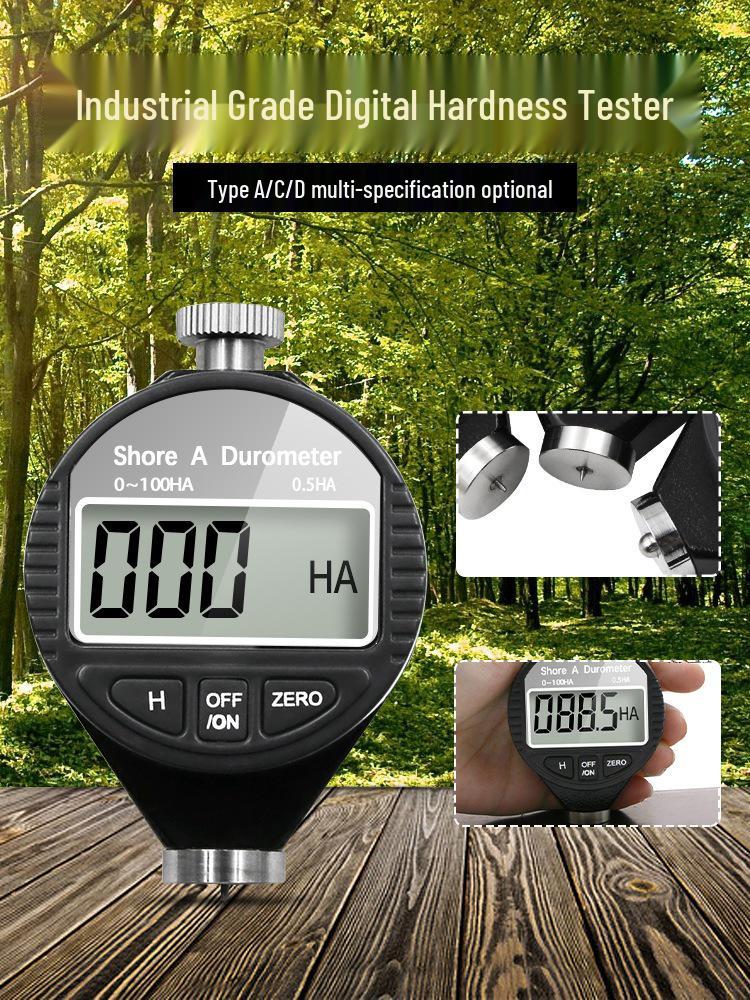 Digital Shore Hardness Tester for Silicone, Plastic, Rubber, Tires - Type A/C/D