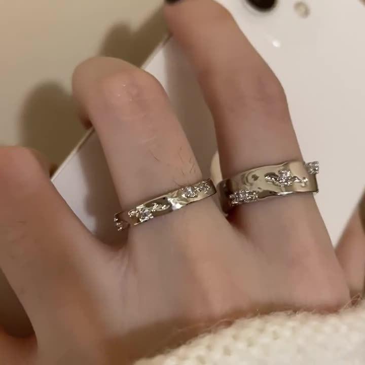 Stylish Copper Ring For Women With Sparkling Zirconia Ideal For Ins Couples Trendy