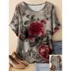 Fashion Women's Flower Short Sleeve Crew Neck T-Shirt 3D Flower Short Sleeve Crew Neck Short Sleeve