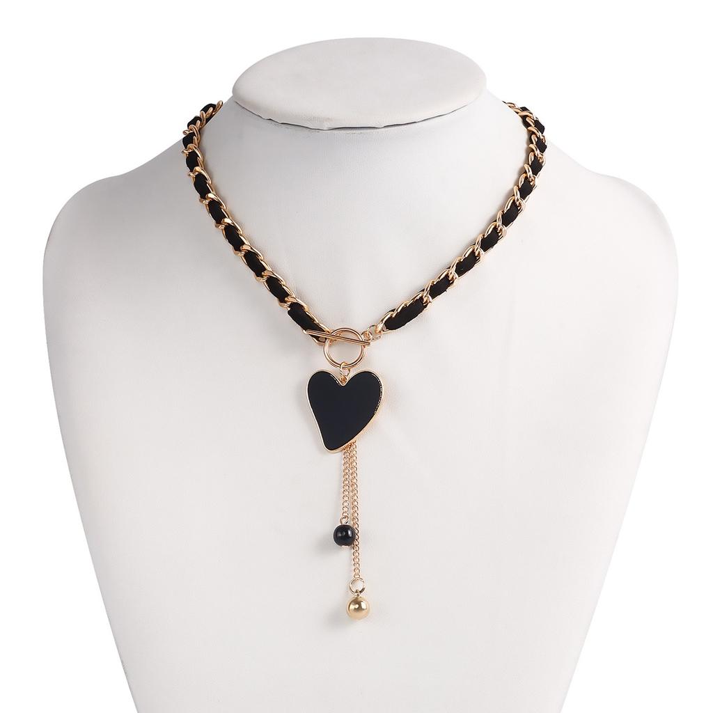 Jewelry Wrap Velvet Love Mother-of-Pearl Necklace Female Cold Clavicle Chain Tassel Necklace