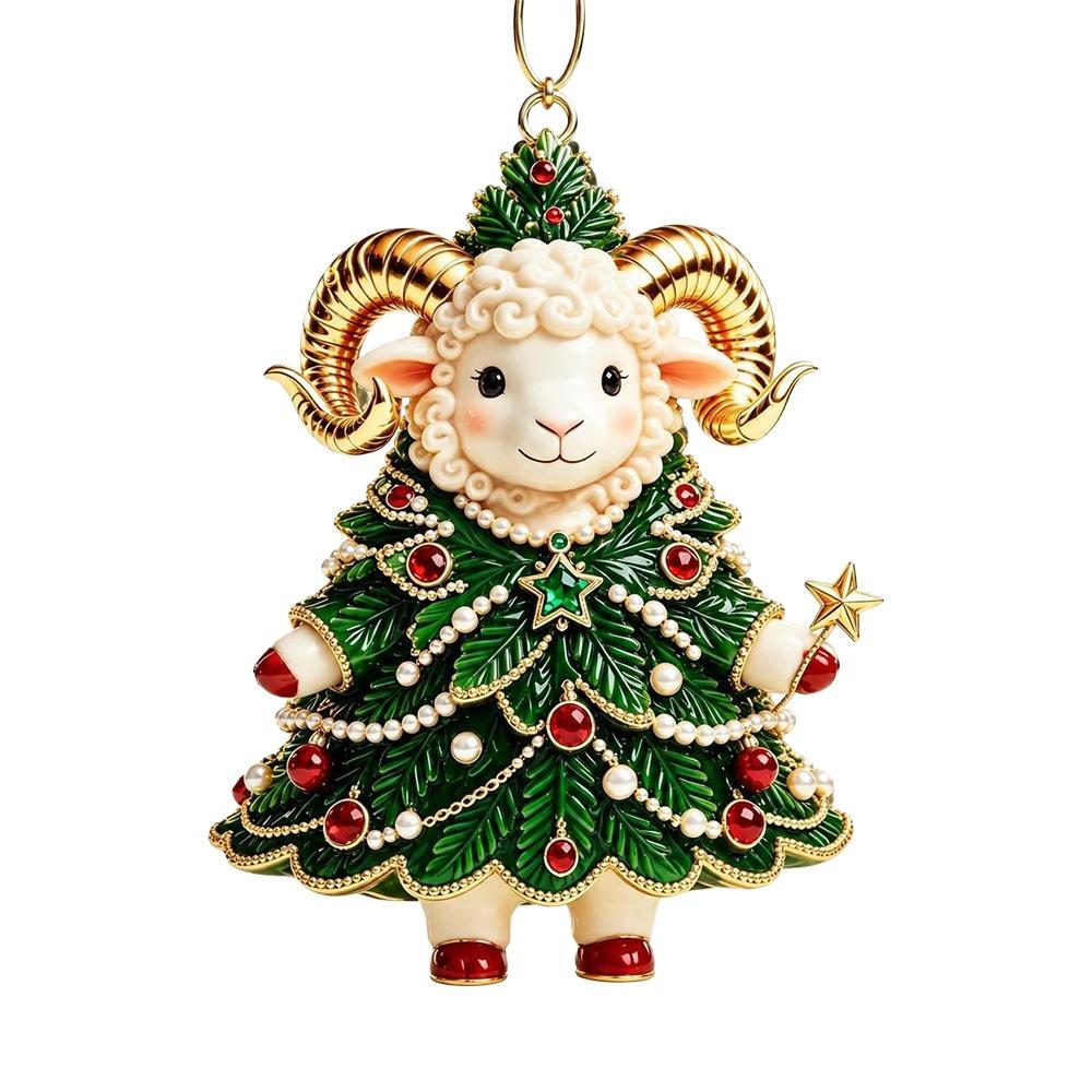 2D Flat Goat Pendant Artificial Rhinestone Goat Bag Charm Backpack Decoration