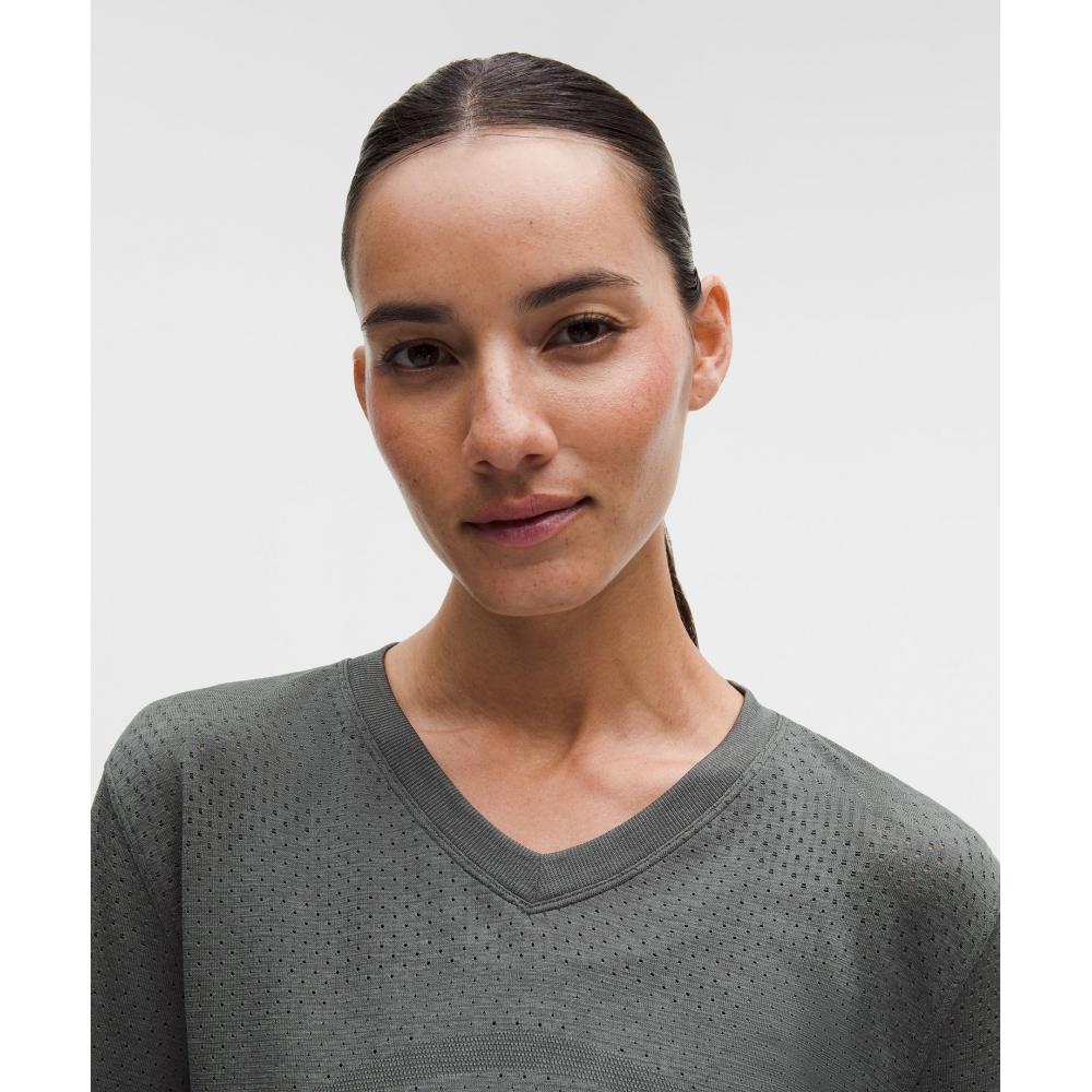 Lululemon Swiftly Open Hole V Neck Long sleeVe Shirt Onyx Grey Onyx Grey