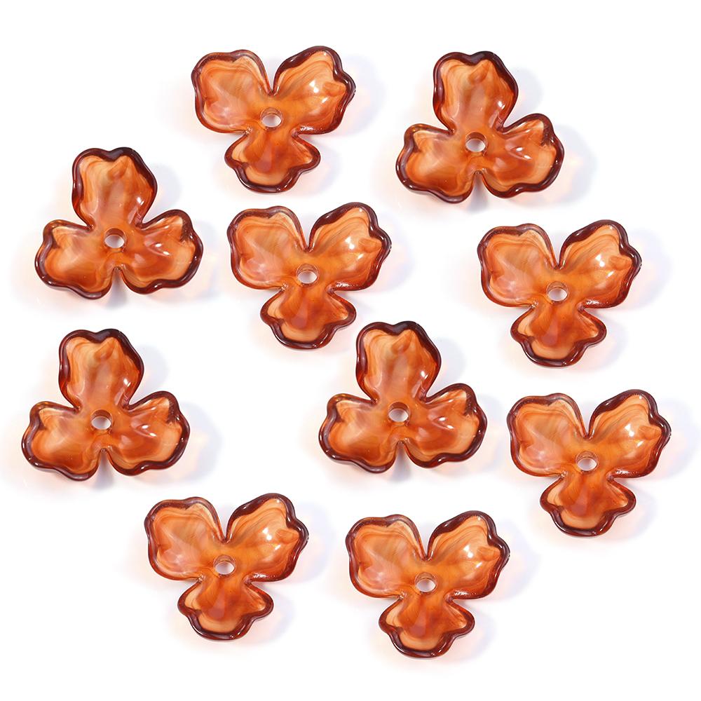 10pcs/lot Colorful Flower Acrylic Spacer Beads Three Petal Flower Loose Bead Caps For DIY Charms Earrings Necklace Accessories