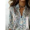 Bohemian-style Long-sleeved Blouse - Women's Casual Collar Button-down Shirt, Suitable for Spring, Casual Outfits and Daily Wear