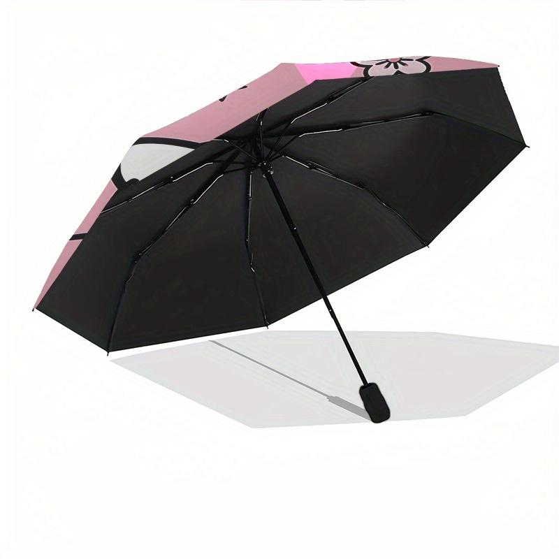 Hello Kitty, Sakura Automatic Opening and Closing Parasol Compact Travel Umbrella with 8 Ribs for Women and Men Ideal Birthday/Christmas Gif