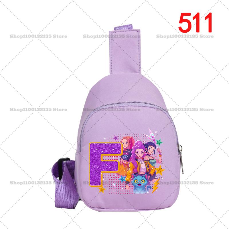 KPop Demon Hunters Chest Pack for Girls Anime Cartoon 26letters Cloth Shoulder Bag Students Mini Portable Crossbody Pouch Durable Gifts
