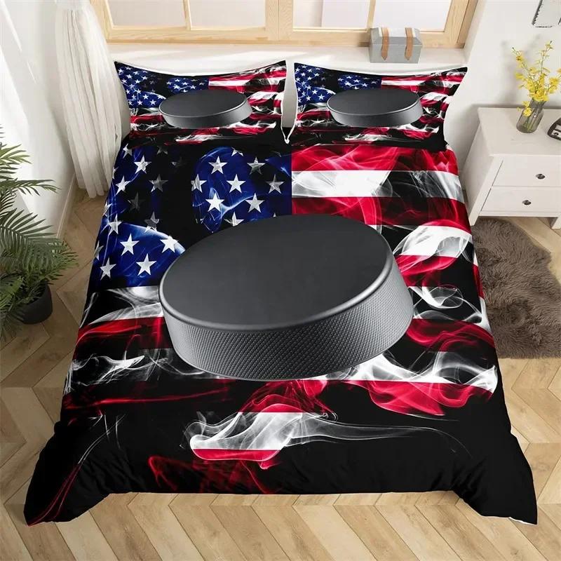 Ice Hockey Duvet Cover Hockey Comfortable Duvet Quilt Cover Pillowcase Bedding Set Children Bedroom Decoration Home Textile
