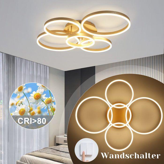 Ceiling Light - NETTLIFE - LED 5 Rings 78W - Dimmable IR Remote Control - 3000–6500K Adjustable - 7200 Lm 94×75 Cm