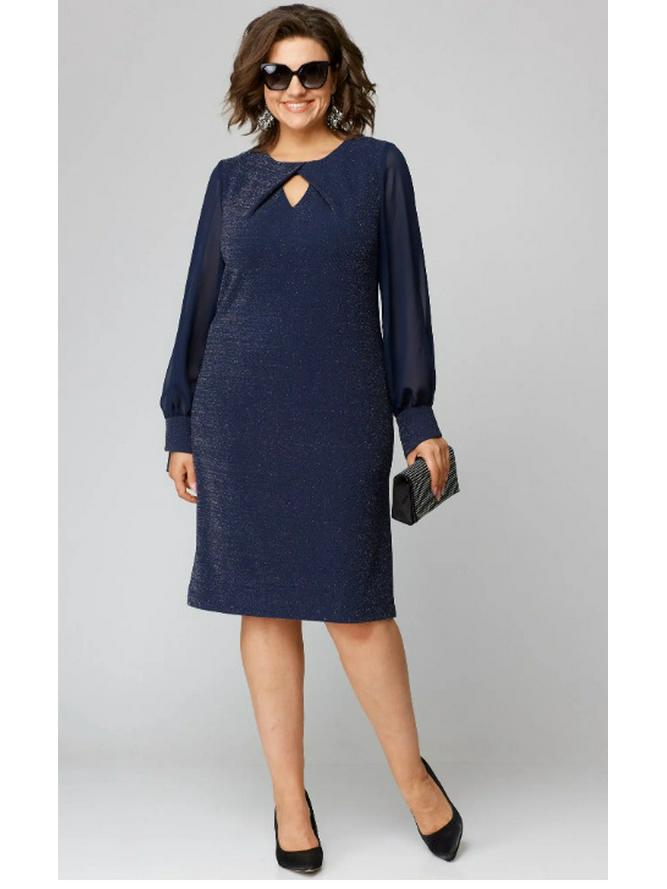 2024 Solid Color Mesh Chiffon Patchwork Dress - Long Sleeve & Round Neck