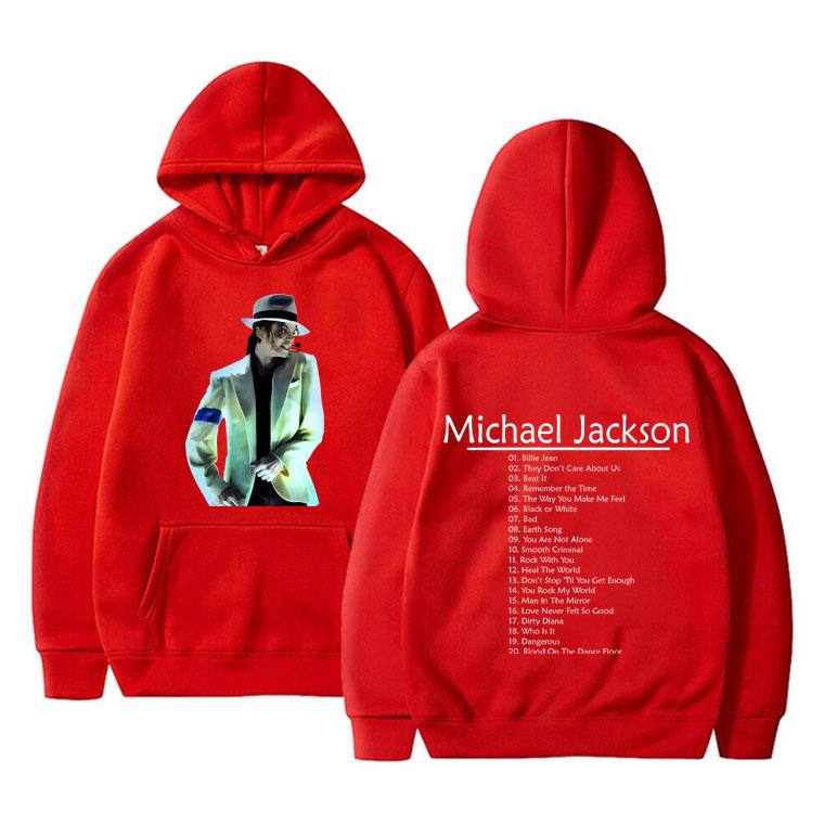 Vintage Michael Jackson Double Sided Print Hoodie Men Women Hip Hop Punk Rock Sweatshirt Men's Fleece Casual Oversized Hoodies