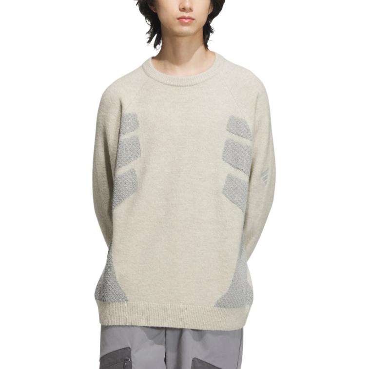 Adidas FW24 FUSTL Series P Crew 2 Simple Casual Versatile Knit Sweater Men sweater Light-Sesame Earth-Gray JW6684