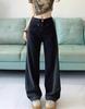 Women's Black Wide Leg Jeans 2024: High Waist Color Block Slimming Pants for Winter, Spring, and Autumn.